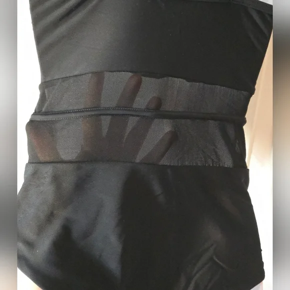 Holipick One Piece Swimsuit Bathing Suit Black Mesh Cutouts High Neck See Throug - Picture 6 of 16